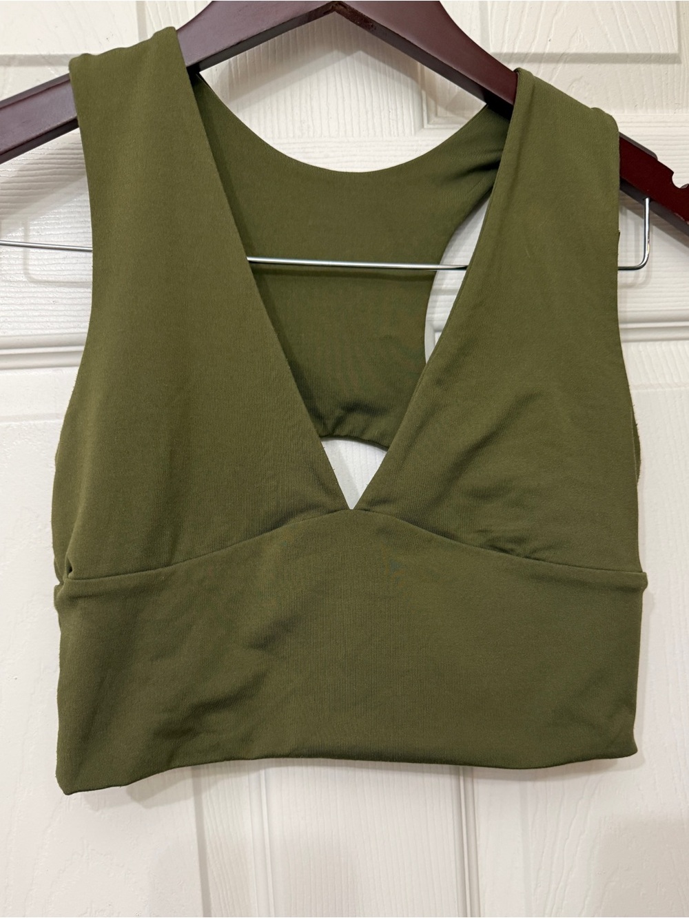Olive Green Deep V Sports Bralette